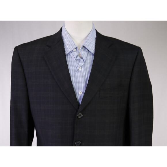 Jack Victor Charcoal Gray Windowpane 130's Wool Cashmere Blazer Jacket 41R - Picture 3 of 10